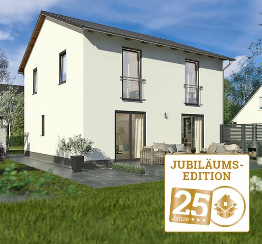 Flair-124-Jubilaeums-Haus-Satteldach-Gartenansicht-mit-Siegel