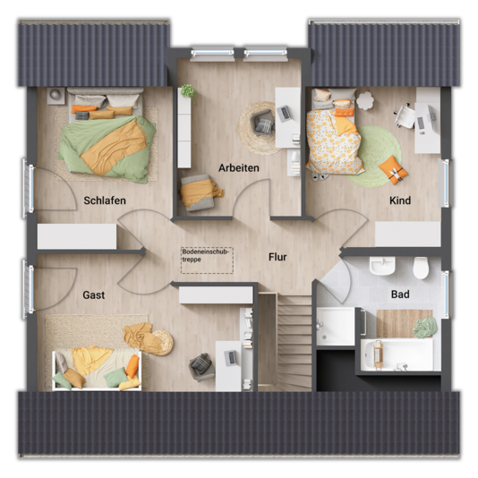 Grundriss - Dachgeschoss - Flair 134 Grundriss Einfamilienhaus Flair 134 Dachgeschoss